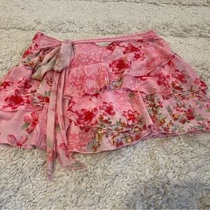 Floral Pink Ruffled Skirt y2k
